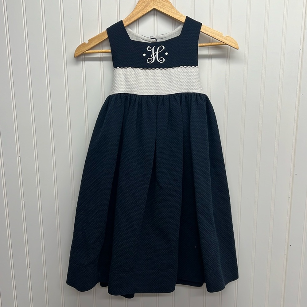 Frances Johnston For Simi Pique Cotton Embroidered Girls Dress “H”‎ Sz 6X